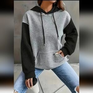 Quilted Gray and Black Hoodie